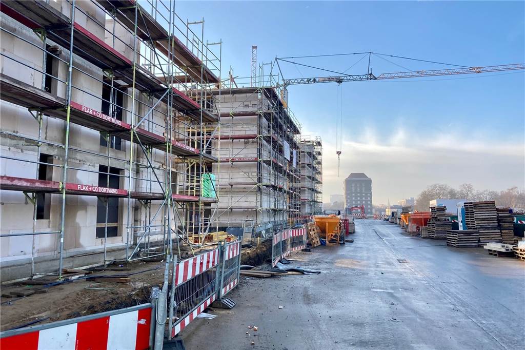 Lärmschutz für neues Wohngebiet: Hier entsteht Dortmunds größte Wand 124 öffentlich geförderte Wohnungen baut Beta für das Wohnungsunternehmen Vivawest.