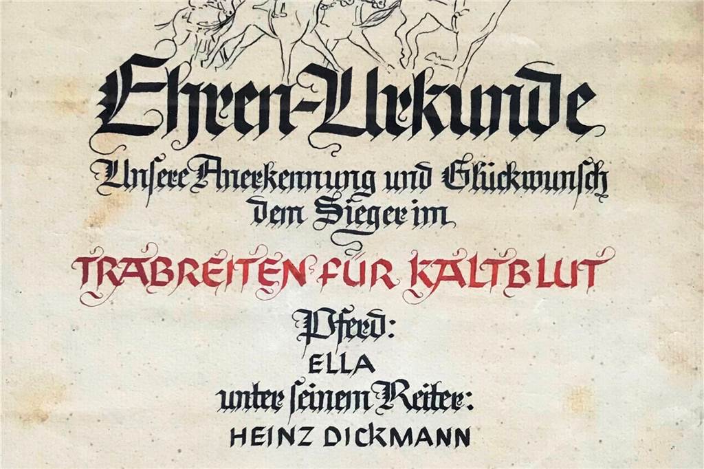 Pferdepfleger mit 88 - Heinrich Dickmann ist der gute Geist des ZRFV Wodan Damm Urkunde Heinrich Dickmann