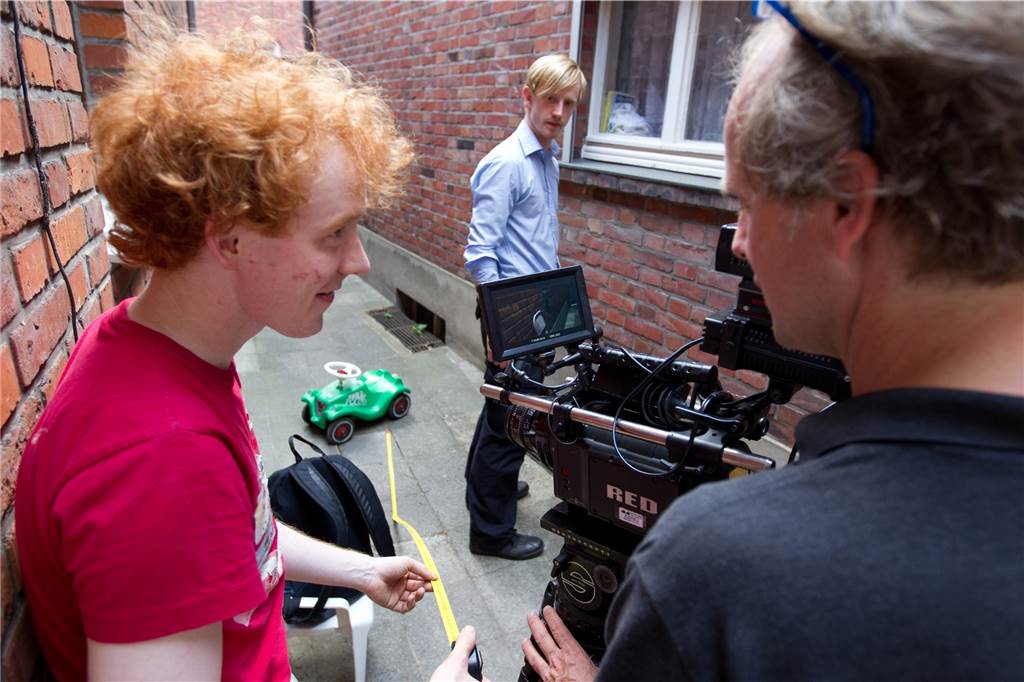 Filmset mit Regisseur und Schauspieler in der Hagenstraße in Stadtlohn