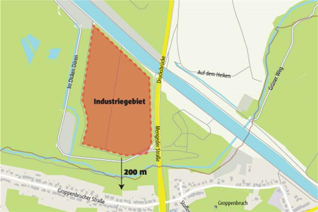 „Im Dicken Dören“: Schlechtes Zeugnis aus Dortmund für die Nachbarstadt 23 Hektar groß ist die Grünfläche westlich und östlich der Mengeder Straße, 15 Hektar groß das Plateau im Westen. Zwei Drttel des Plateaus soll das Industriegebiet einnehmen.