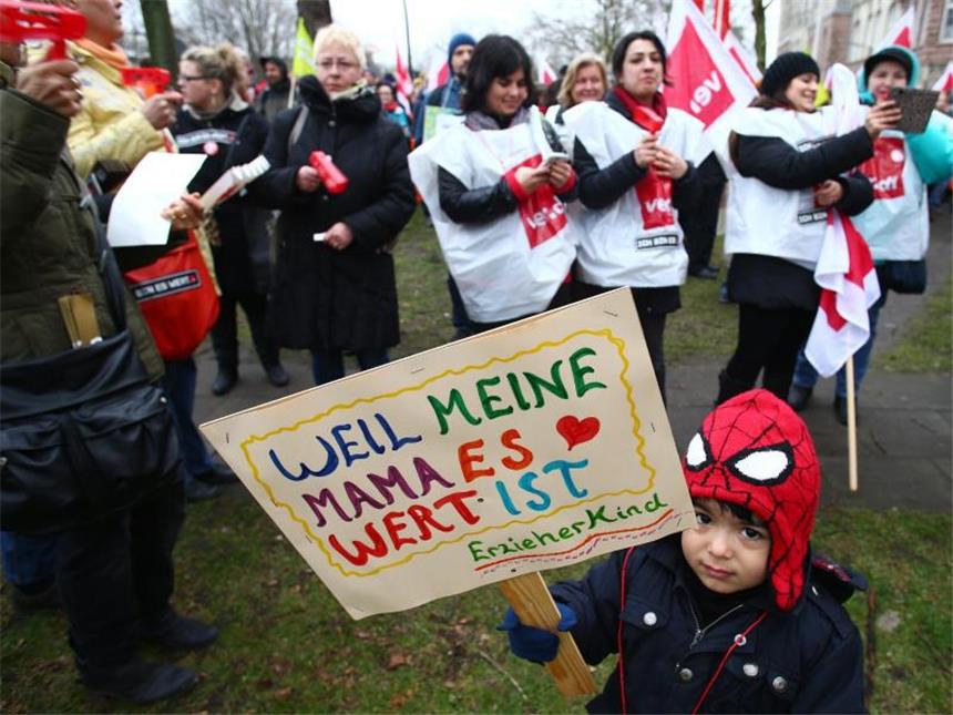 Erzieher in Nordrhein-Westfalen ziehen in den Streik Ab Montag Kita-Streik. Foto: Christian Charisius/Archiv
