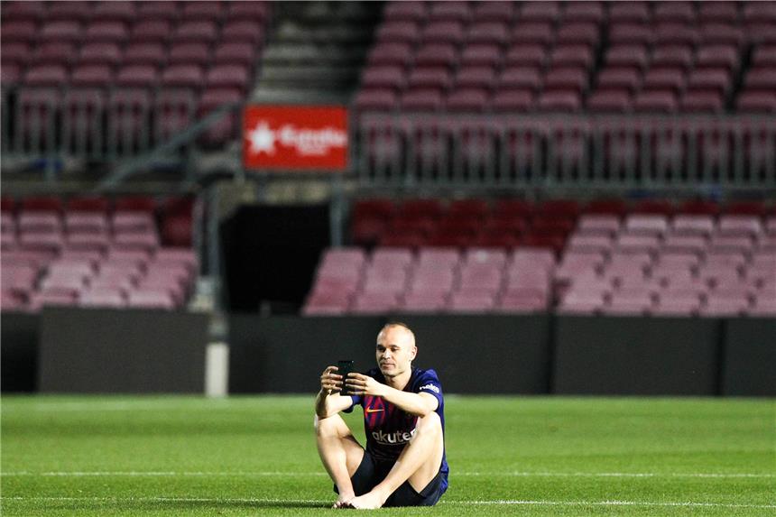 Barcelona-Legende verabschiedet sich bei 1:0-Sieg Abschied vom Camp Nou: Andres Iniesta.