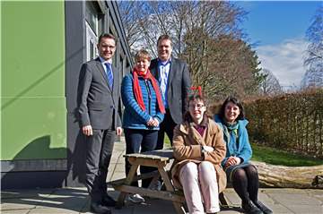 Aktuell befinden sich zwei Gruppen der Kita Mirjam in den Pavillons der Profilschule.