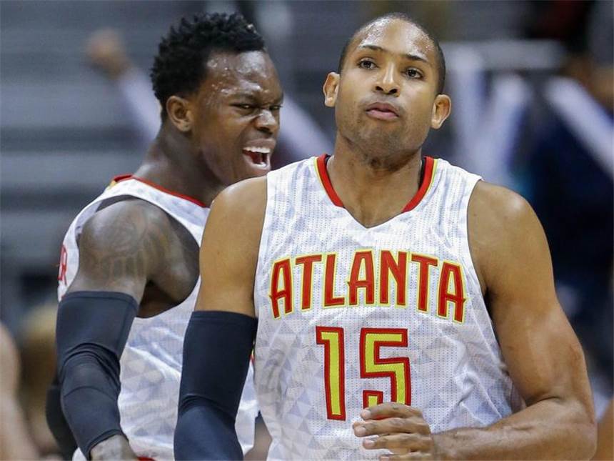 NBA: Hawks-Center Al Horford geht nach Boston Al Horford (r.) wechselt aller Voraussicht nach zu den Boston Celtics. Foto: Erik S. Lesser