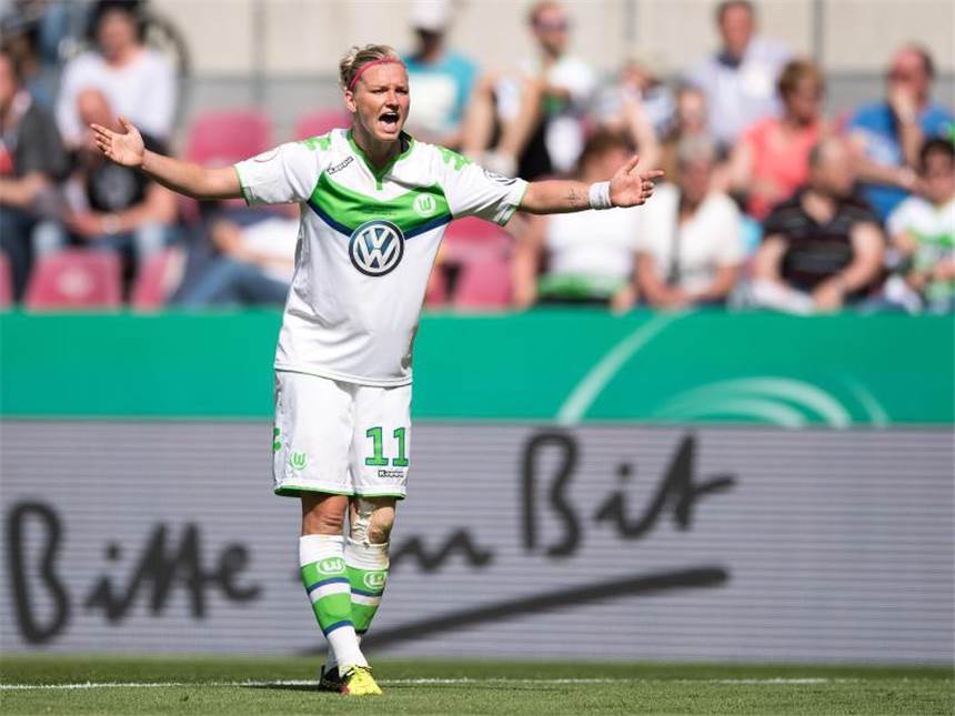 Popp verspricht für CL-Finale «110 Prozent» Einsatz Alexandra Popp sieht ihr Team gegen den Favoriten Lyon keinesfalls chancenlos. Foto: Marius Becker