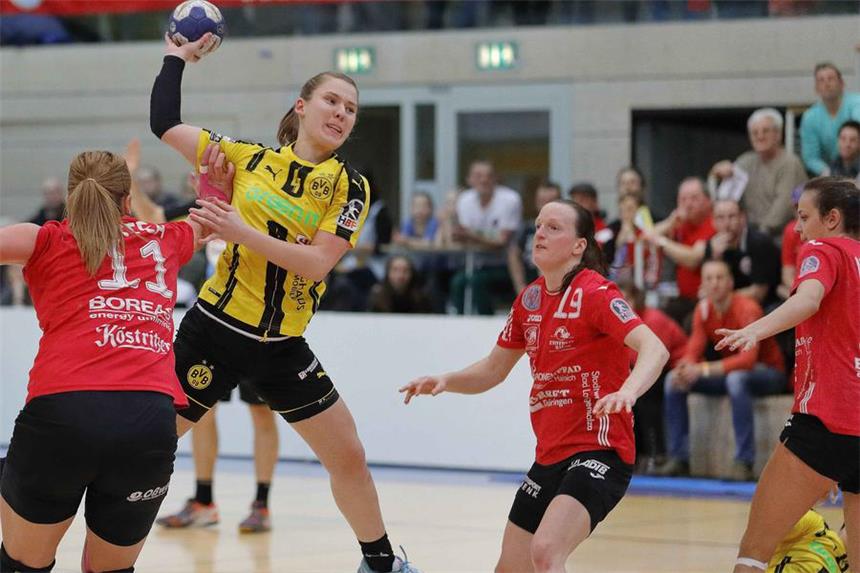 Alina Grijseels (l.) hat mit acht Toren eine starke Leistung in einer insgesamt schwachen schwarzgelben Mannschaft gezeigt. 