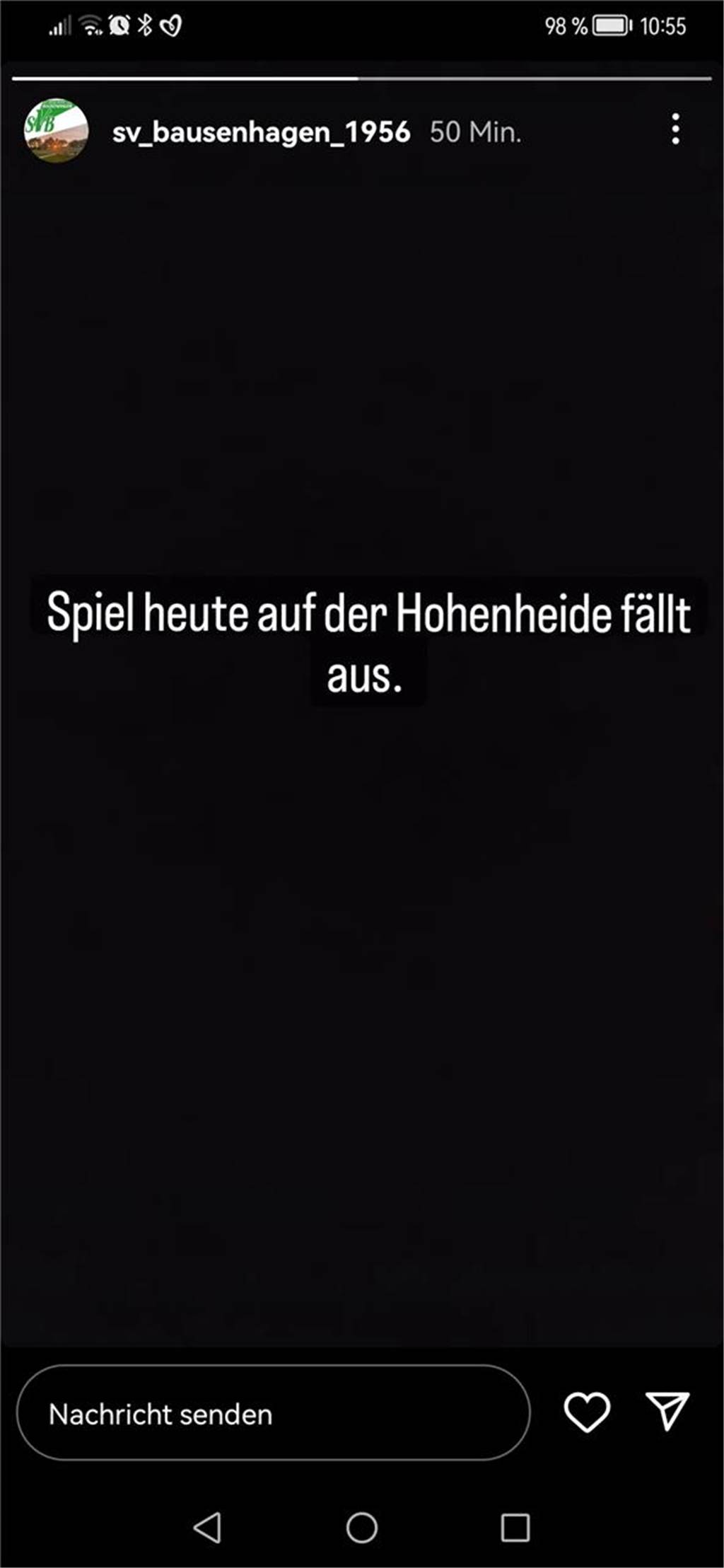 „Volles Rohr Attacke“: Niederlage soll den FCO nicht umwerfen Am Donnerstagvormittag sagte der SV Bausenhagen die Partie über den Instagram-Account ab.