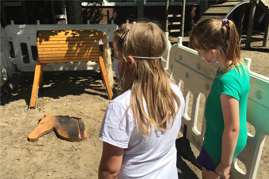 Kinder entsetzt: Nagelneues Holzpferd auf Borker Schulhof angezündet Am Montagmorgen hatten Erziehrinnen das verbrannte Holzpferd auf dem Gelände der OGS Bork gefunden.