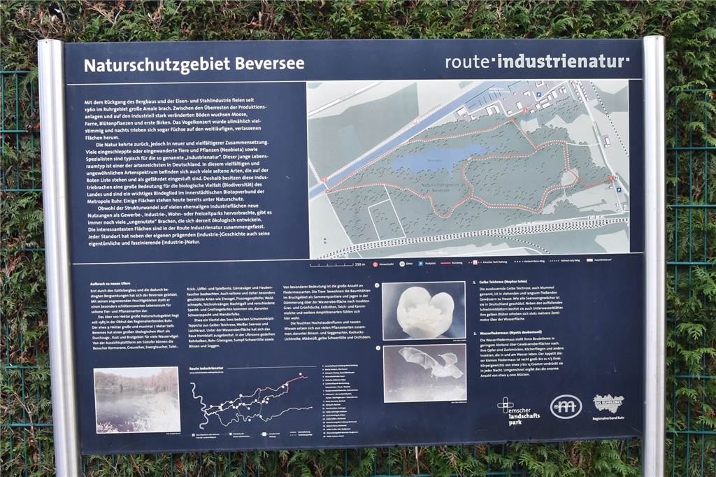 An den Eingängen zum Beverseegebiet gibt es Informationstafeln, auf denen auch die Rundwege um den See zu sehen sind.