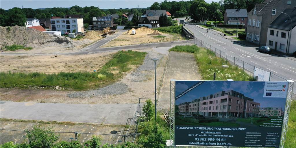 Neubaugebiete in Haltern: Hier wird aktuell Wohnraum geschaffen An der Flaesheimer Straße soll die Klimaschutzsiedlung der „Katharinenhöfe“ entstehen.