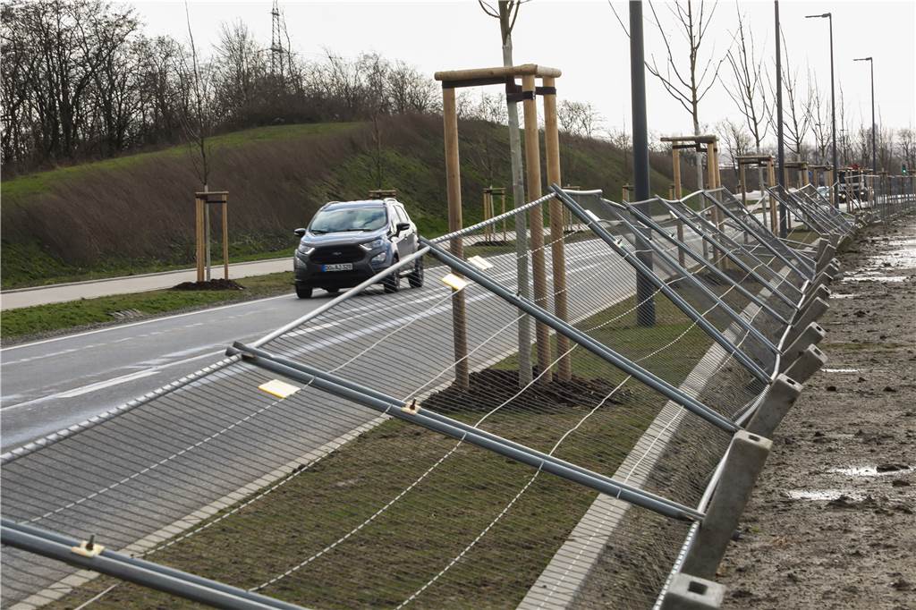 Abgeknickte Äste und niedergewehte Bauzäune im Stadtbezirk Scharnhorst An der neuen Sinterstraße auf dem Westfalenhütten-Gelände hatte sich ein Zaun niedergelegt.