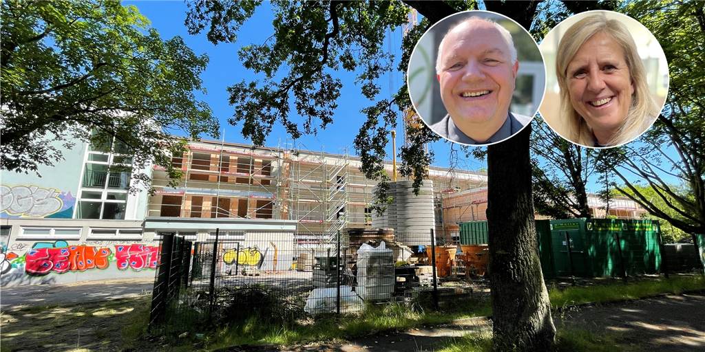 Schul-Anbau wird teurer: Castrop-Rauxel gibt Millionensumme frei Der neue Quertrakt der Fridtjof-Nansen-Realschule in Castrop-Rauxel wird gebaut. Er kostet rund 3,7 Millionen Euro. Alfred Horn und Regina Kleff freuen sich.