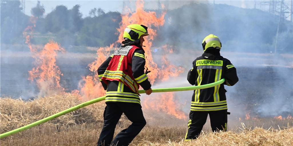 Straßensperrung: Tausende Quadratmeter Stroh brannten in Dorsten (mit Video) Feuerwehr löscht Brand auf Feld in Dorsten