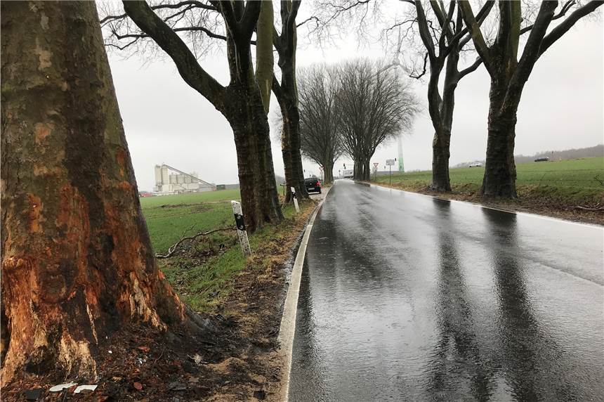 An dieser Stelle auf der Schlossstraße zwischen Bodelschwingh und Schwerin verunglückte ein 19-Jähriger 2018 tödlich.