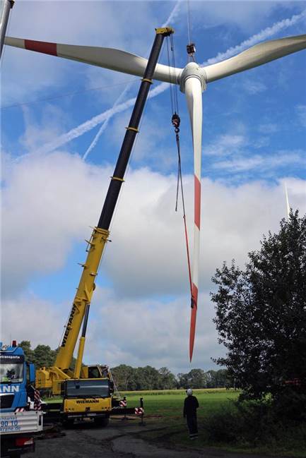 An einem Tag wurde das Windrad zurückgebaut.