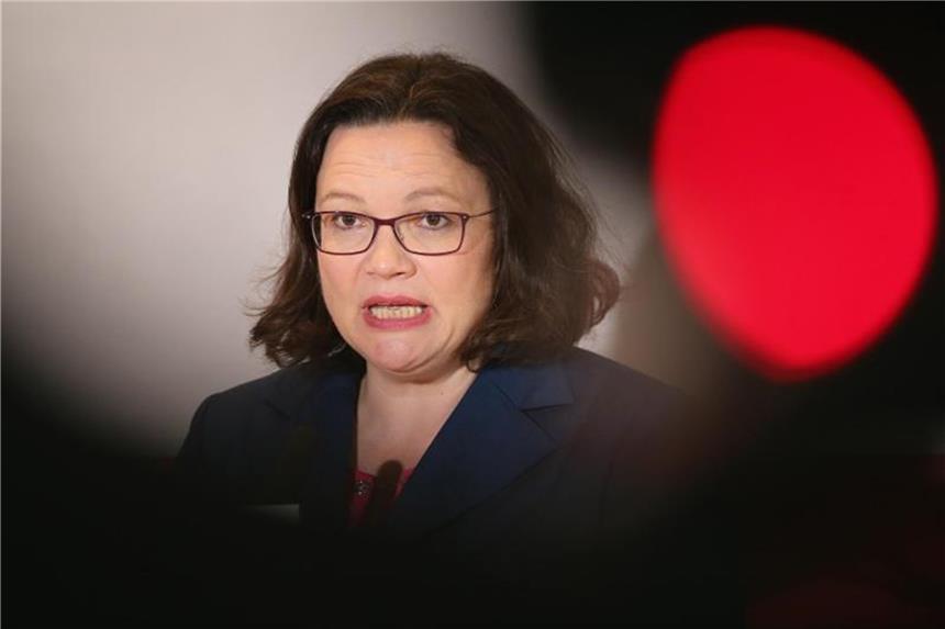 SPD steigt in Umfrage auf 20,5 Prozent Andrea Nahles als neue SPD-Vorsitzende trägt nach einer Umfrage kaum dazu bei, die Sozialdemokraten für Wähler attraktiver zu machen. Foto: Wolfgang Kumm