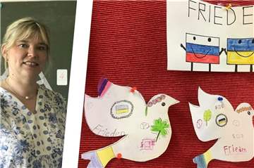 Angela Tönnis (Foto), Leiterin der Mauritius-Grundschule Nordkirchen, und die Leiterin der Grundschulen Südkirchen und Capelle, Nicole Zombik, arbeiten mit den Lehrkräften und den Schülern den Krieg in der Ukraine im Unterricht auf. Auch durch Solidaritätsaktionen und -symbole.