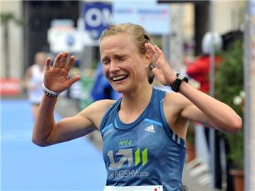 Anna Hahner feierte in Wien ihren Marathon-Sieg. Foto: Hans Punz