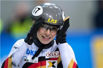 Anna Seidel gewann bei der Shorttrack-EM in Dresden Bronze über 1000 Meter. Foto: Sebastian Kahnert