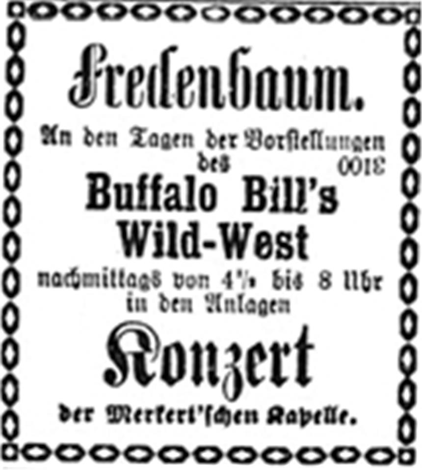 Wie ein legendärer Wild-West-Held vor 127 Jahren nach Dortmund kam Anzeigen rund um das Buffalo-Bill-Gastspiel.