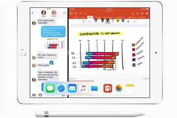 Apples Einsteiger-iPad mit dem 9,7 Zoll großen Bildschirm erkennt nun auch Stifteingaben mit dem Apple Pencil. Foto: Apple Inc.