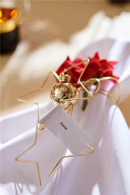 Halterns Star-Florist zum Weihnachtsstern: „Nicht nur was für die Oma“ Auch als Schnittblume kann man den Weihnachtsstern verwenden. Wie hier als Deko für den Serviettenring.