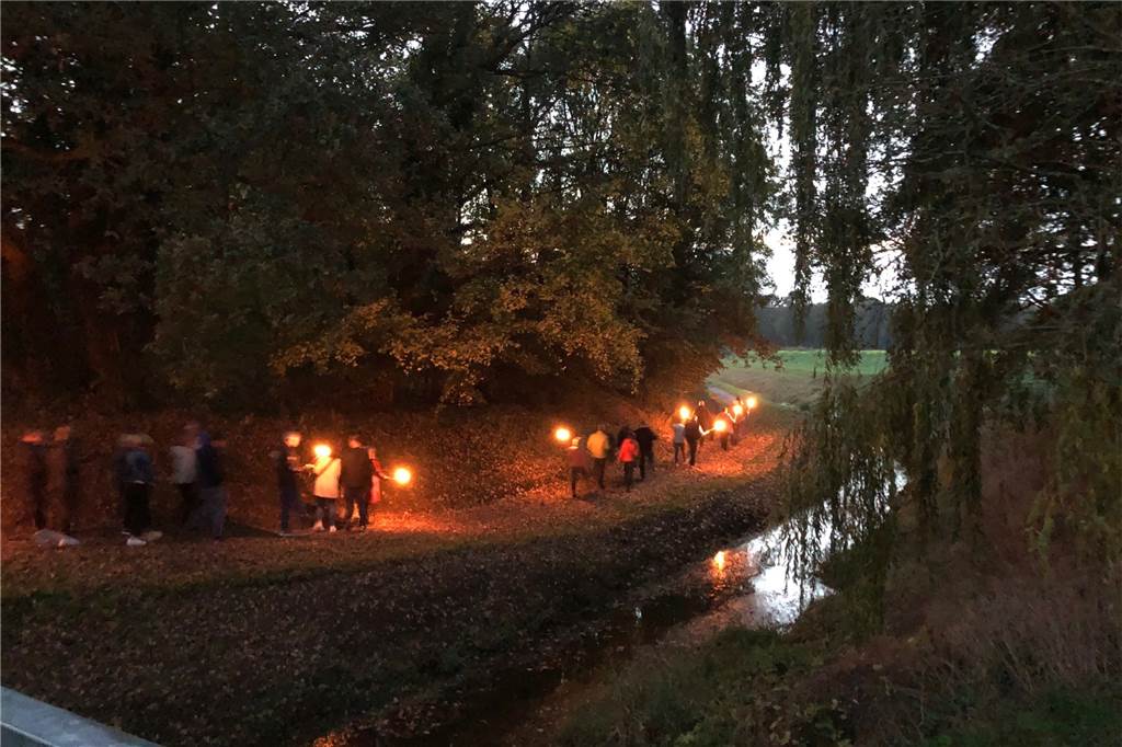 Zauberhafter Fackelgang : mit einem kleinen Wermutstropfen Auch am Donaugraben entlang ging es bei einsetzender Dämmerung.