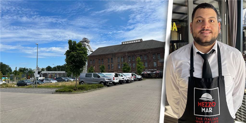 Zu Unrecht abgerechnet? Wieder Knöllchen-Ärger auf Aldi-Parkplatz in Dorsten Links ist ein Teil des Aldi-Parkplatzes am ehemaligen Zechengelände Fürst Leopold zu sehen. Rechts auf dem Bild ist Mezzomar-Geschäftsführer Ali Chahine.