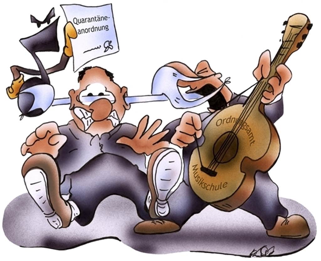 Antrag der GFL: Musikschule in Lünen soll wieder öffnen Auch unser Karikaturist hat sich mit der Abordnung der Musikschullehrer beschäftigt.