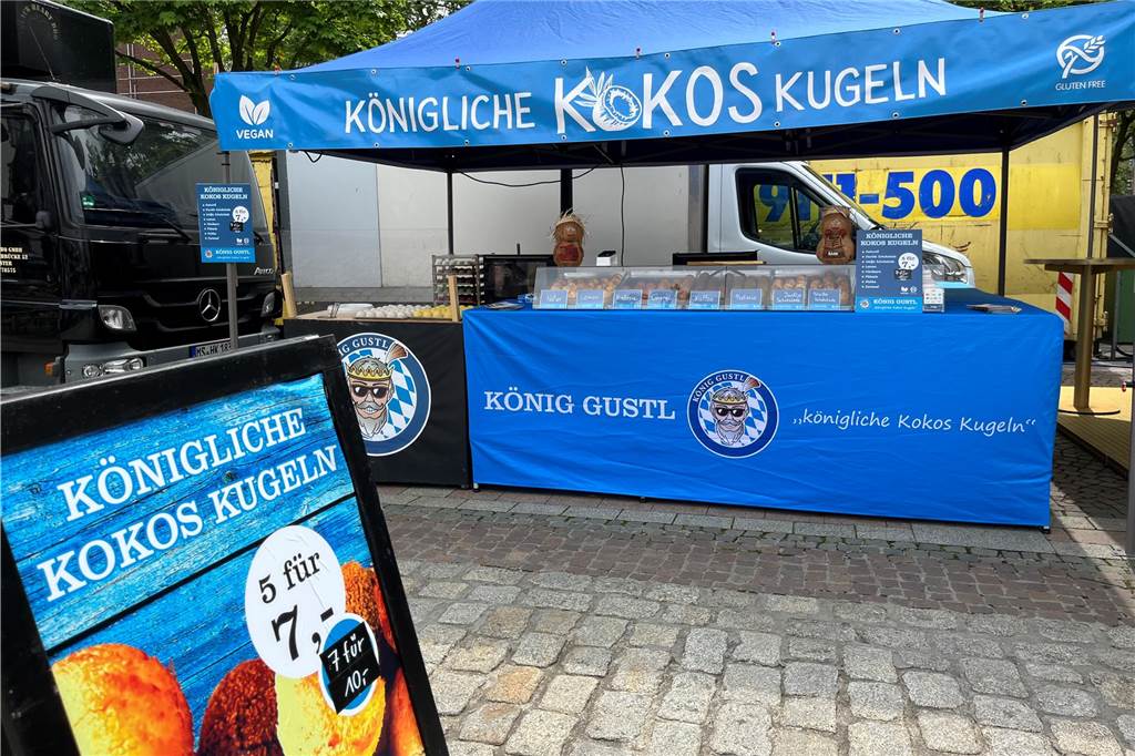 Auch was für den süßen Zahn sind die bayerischen Kokos-Kugeln von „König Gustl“. Sie sinbd vegan und glutenfrei.