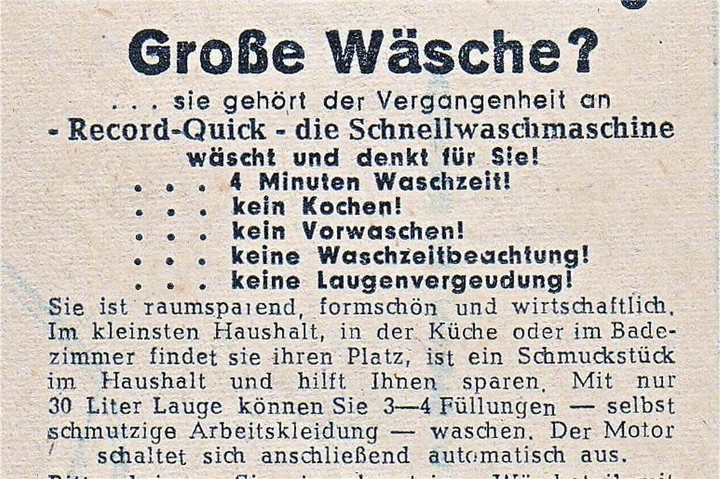 Auch Waschmaschinen gehörten zu dem Grundsortiment.