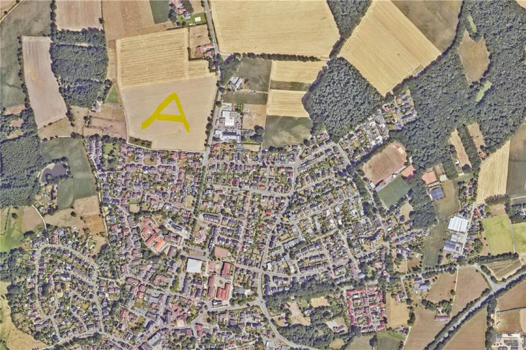 Baugebiet Spechort: Großes Interesse an der Wärmeversorgung Auf dem Feld, das mit A gekennzeichnet ist, entsteht das Baugebiet "Spechort".