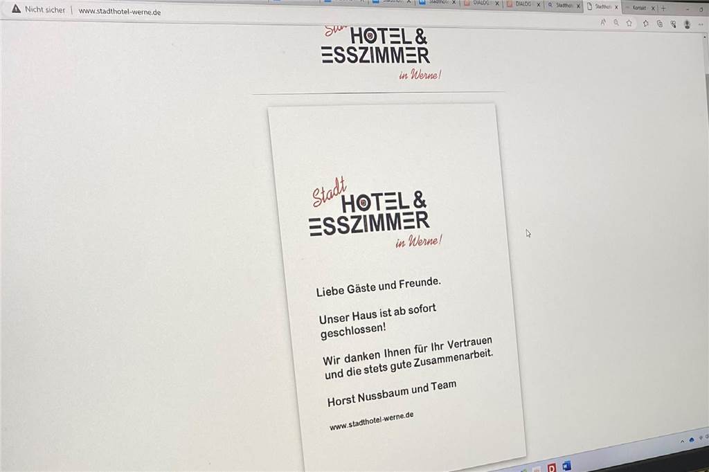 Kein Grund zum Klagen: Betreiber des Stadthotel Werne ziehen Bilanz Auf der alten Internetseite steht auch nach acht Monaten noch, dass das Stadthotel geschlossen ist.
