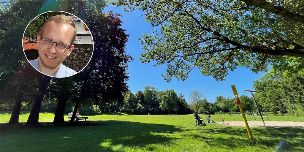 CDU stellt sich hinter Spielplatz-Millionenplan für Castrop-Rauxel Auf der Hallenbadwiese könnte ein großer Spiel-, Sport- und Bewegungspark entstehen. Eine BI hat etwas dagegen. Fabian Kaese (CDU) spricht sicher aber deutlich dafür aus.