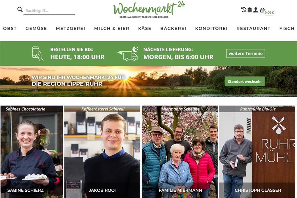 Kirchhellener Erzeuger wie Ulrich Scharun beteiligen sich an Lieferdienst Screenshot von der Internetseite
