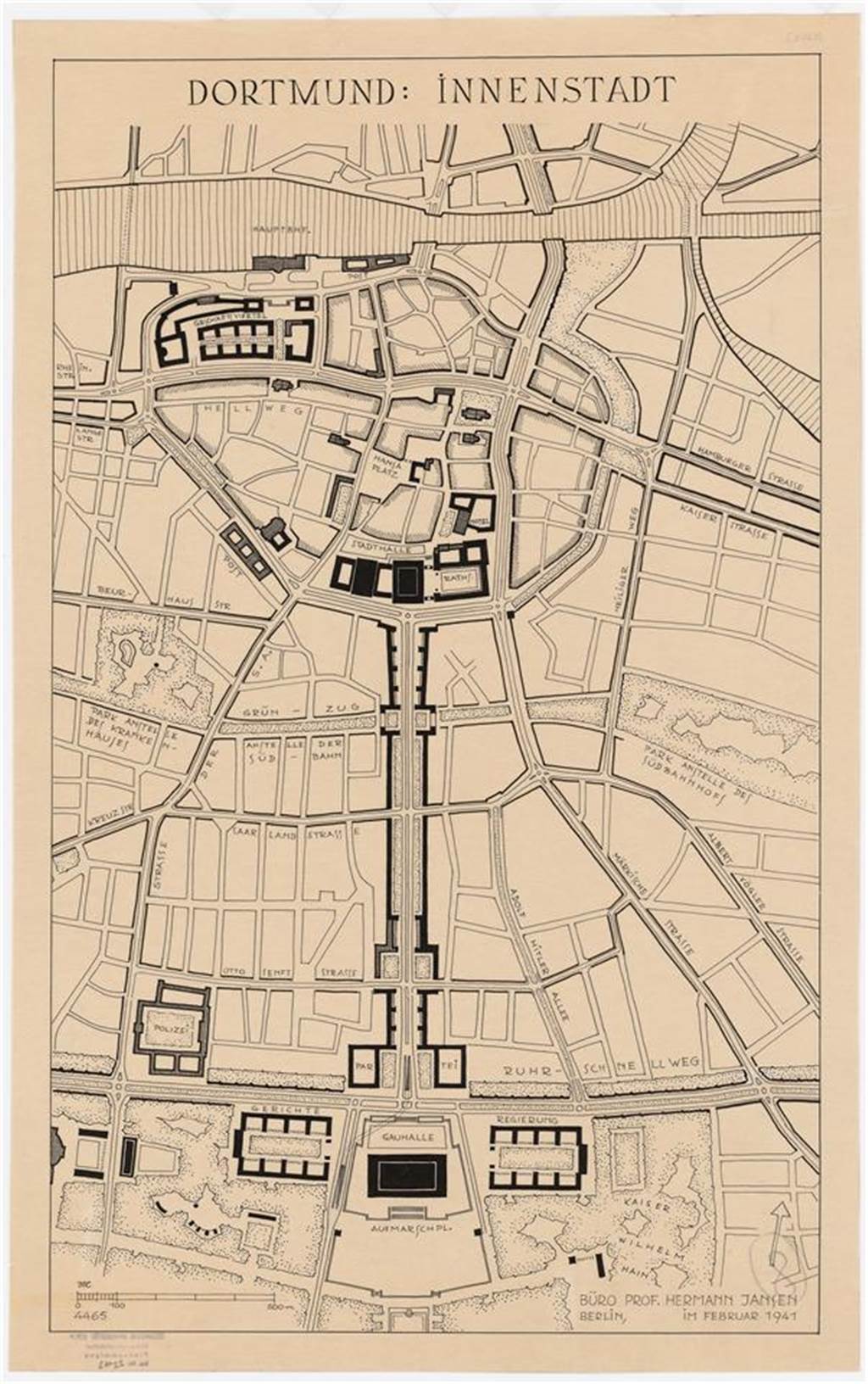 Wie die Nationalsozialisten Dortmund zur NS-Musterstadt machen wollten Der Plan der Stadt mit Gauhalle.