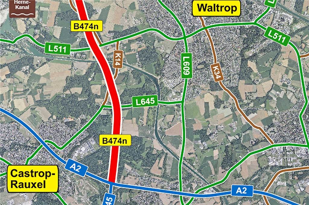 B474n und kein Ende: 81,5-Millionen-Euro-Projekt wird weiter geplant Auf dieser Skizze von Straßen.NRW ist der Verlauf der B474n gut abzulesen. Man sieht auch, dass dort, wo sie entstehen soll, bisher Wald, Wiesen und Ackerland liegen.
