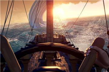 Auf durch schwere See: Die Abenteuer in „Sea of Thieves“ spielt man besser nicht allein. Foto: Microsoft Studios