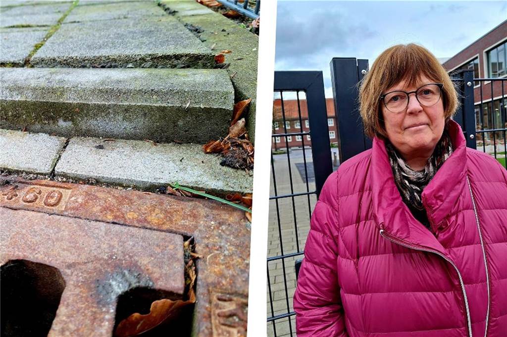 Frau und Bürgersteig