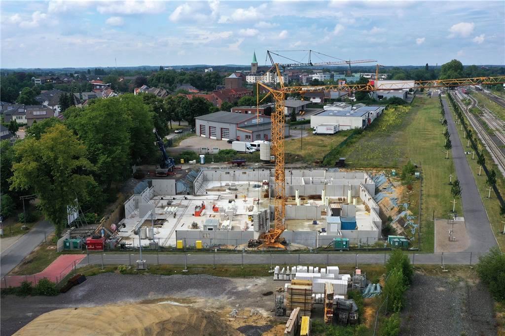 Neubau-Projekt: 44 hochwertige Mietwohnungen für Senioren in Dorsten Baustelle von oben.