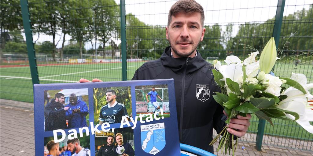 Video: Beim Abschied von Coach Uzunoglu fließen Tränen - Geschichte von Schulfreunden Aytac Uzunoglu bekam nach seinem abschließenden Heimspiel als Coach von Wacker Obercastrop neben Blumen auch eine Fotocollage geschenkt.