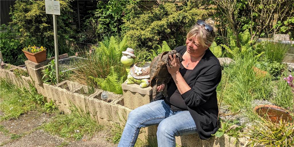 Grundstück dringend gesucht - Schildkrötenauffangstation vor dem Aus Barbara Klobusch mit einer Schildkröte