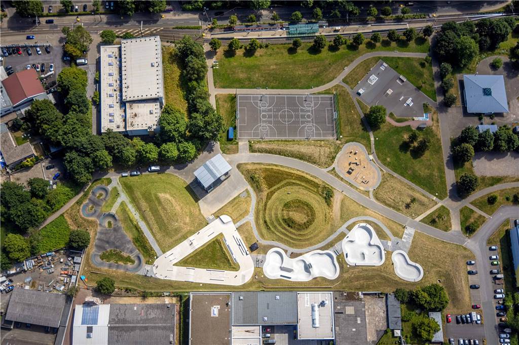 Deutschlands größter Skatepark steht jetzt in Hombruch – Lob vom BMX-Weltrekordler Beeindruckend: So sieht die neue Anlage von oben aus.
