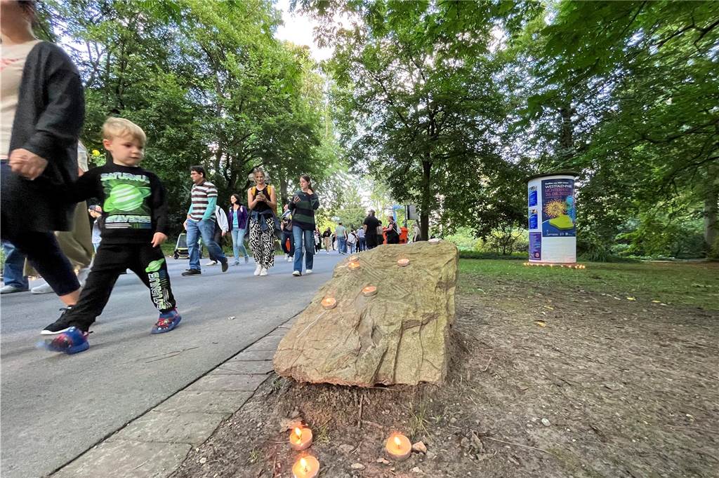 Bei bestem Spätsommer-Wetter genießen die Besucher des Lichterfests die letzten Sonnenstunden, bevor das eigentliche Spektakel beginnt: Ab Sonnenuntergang tauchen Tausende Lichter den Westfalenpark in ein magisches Licht.
