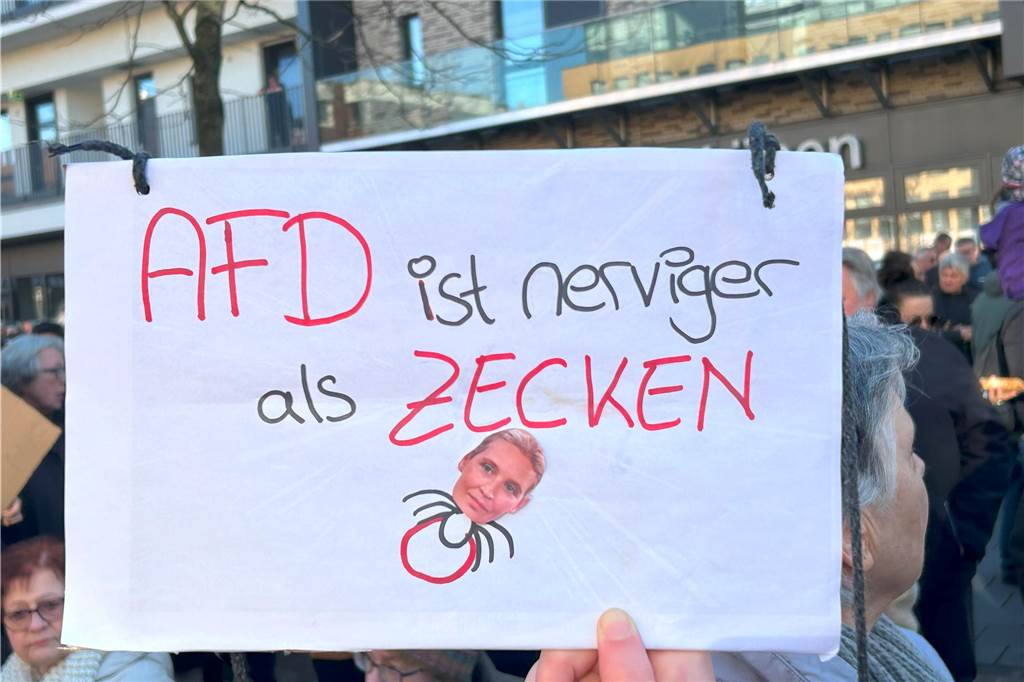 Bei der Demo gegen Rechts am Samstag in Lünen waren auch etliche Schilder zu sehen. Die Sprüche waren kreativ.