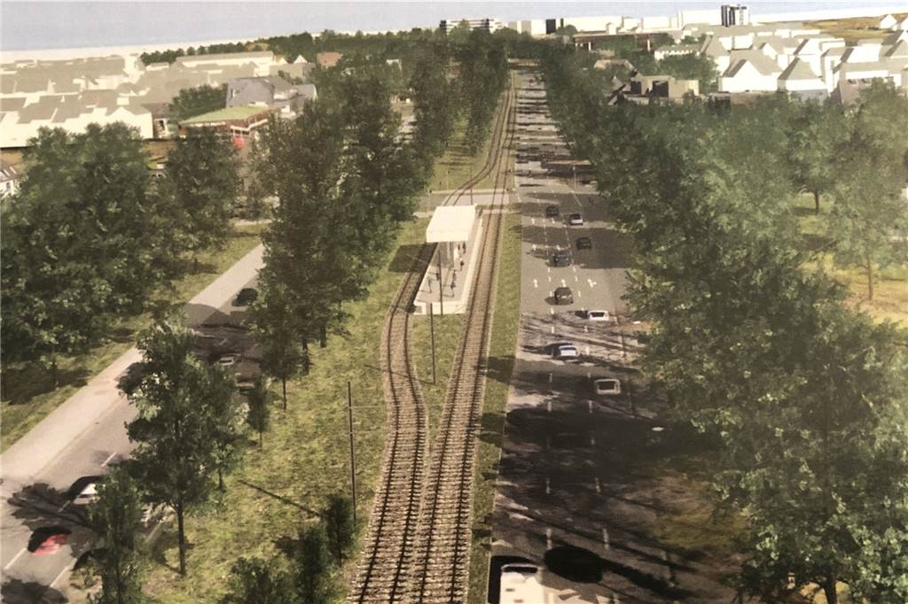 Dortmunder Rat beschließt Umgestaltung der B1 Bei der Variante der städtischen Planungsverwaltung für die B1-Haltestellen, hier die Haltestelle an der Lübkestraße, bleibt es bei den Gleisverschwenkungen.