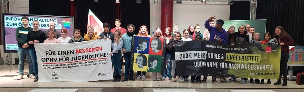 Schüler fordern bessere Busanbindung für Geschwister-Scholl-Schule Bei einer Bildungsveranstaltung Ende November in der Geschwister-Scholl-Gesamtschule beschlossen Schülervertretung und Gewerkschaft ver.di zusammenzuarbeiten