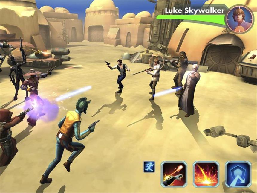 Kult für Unterwegs - Star Wars und TV Total als Game-App Bei «Star Wars?: Galaxy of Heroes» können sich Spieler ihre Lieblingscharaktere aus den Filmen der Kult-Reihe aussuchen. Figuren aus dem neusten Film tauchen ebenso auf. Foto: Apple/ Electronic Arts