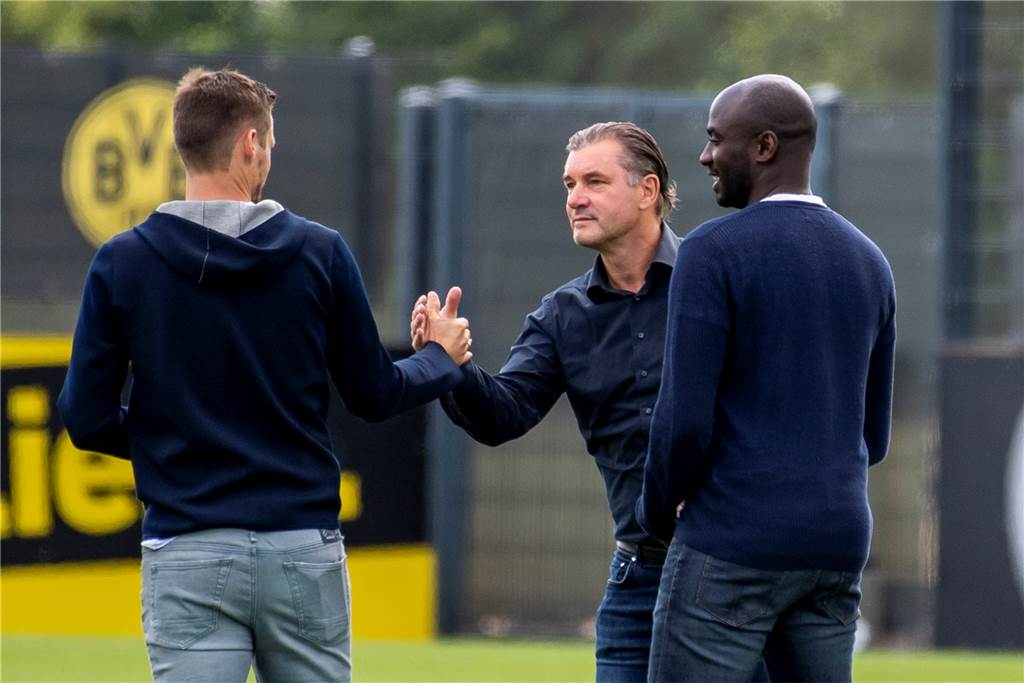 Rückkehrer Otto Addo startet beim BVB mit einem Spezialauftrag Beim BVB trifft Addo (r.) auf bekannte Gesichter wie Sebastian Kehl (l.) und Michael Zorc.
