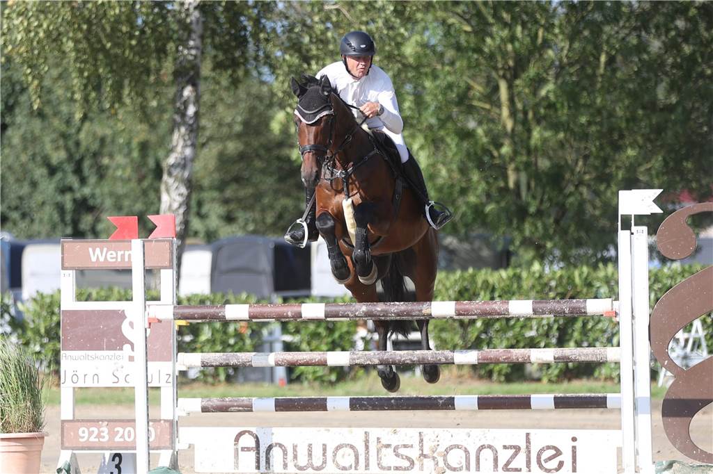 Beim S*-Springen am Freitag und M*-Springen am Samstag stellten auch viele Lokalmatadoren wie Silvia und Lutz Gripshöver, Stephan Schwert (alle RFV St. Georg Werne), Niklas Braun, Rainer Peter (beide ZRFV Lützow Selm-Bork-Olfen), Frieda Heinrich und Marie Ligges (beide RFV von Nagel Herbern) ihr Können unter Beweis.